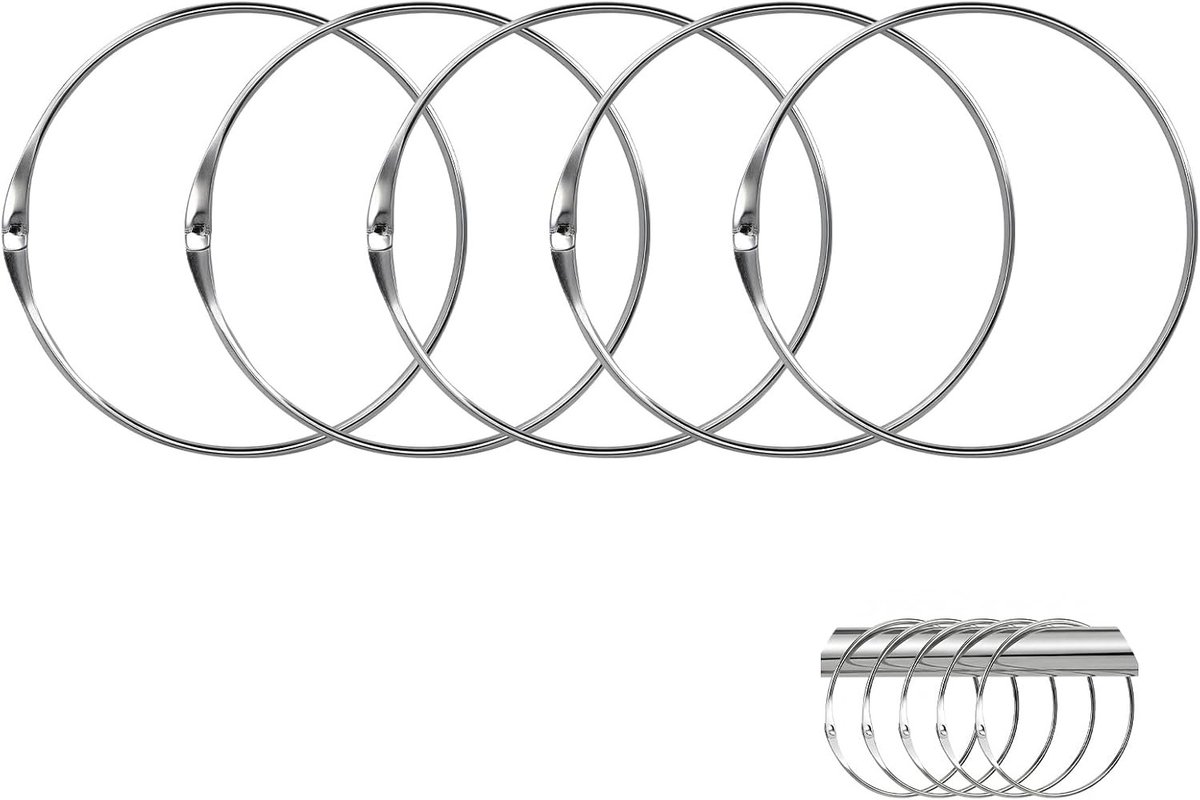 Grote metalen ringen - Sleutelringen - Opbergen en ophangen - Extra dik en robuust - 15 cm diameter - Zilver
