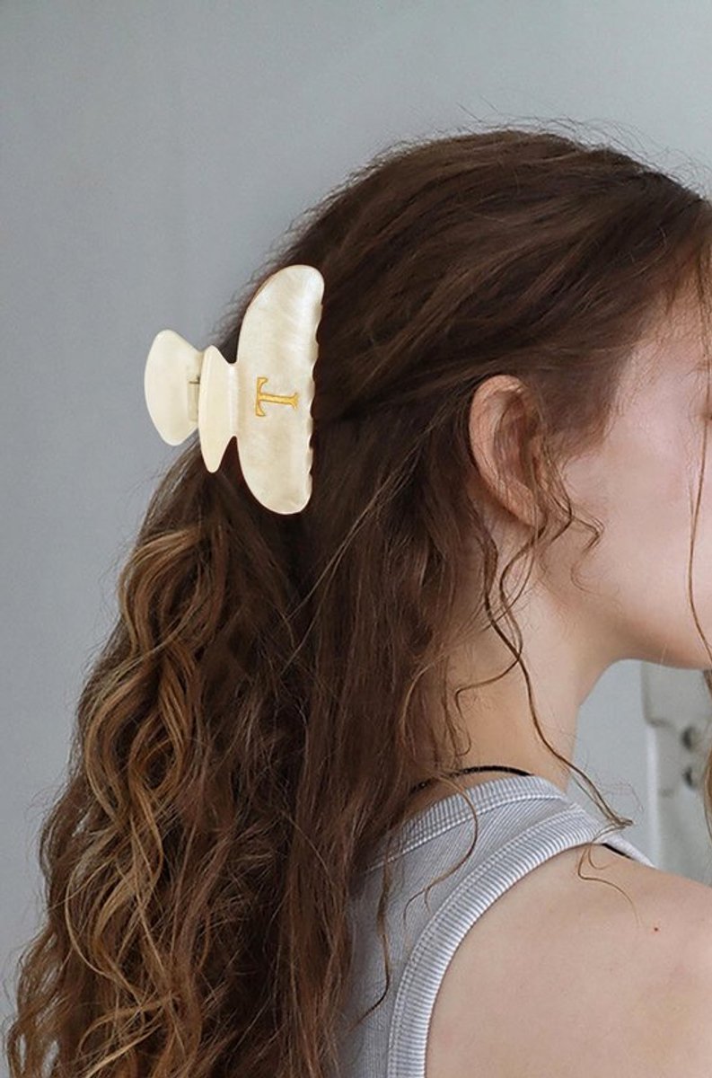 Originap Haarclip voor dames met letter T - handgemaakte haarclip van parelmoer kunsthars, stijlvol en persoonlijk accessoire voor vrouwen, voor dagelijks gebruik en speciale gelegenheden