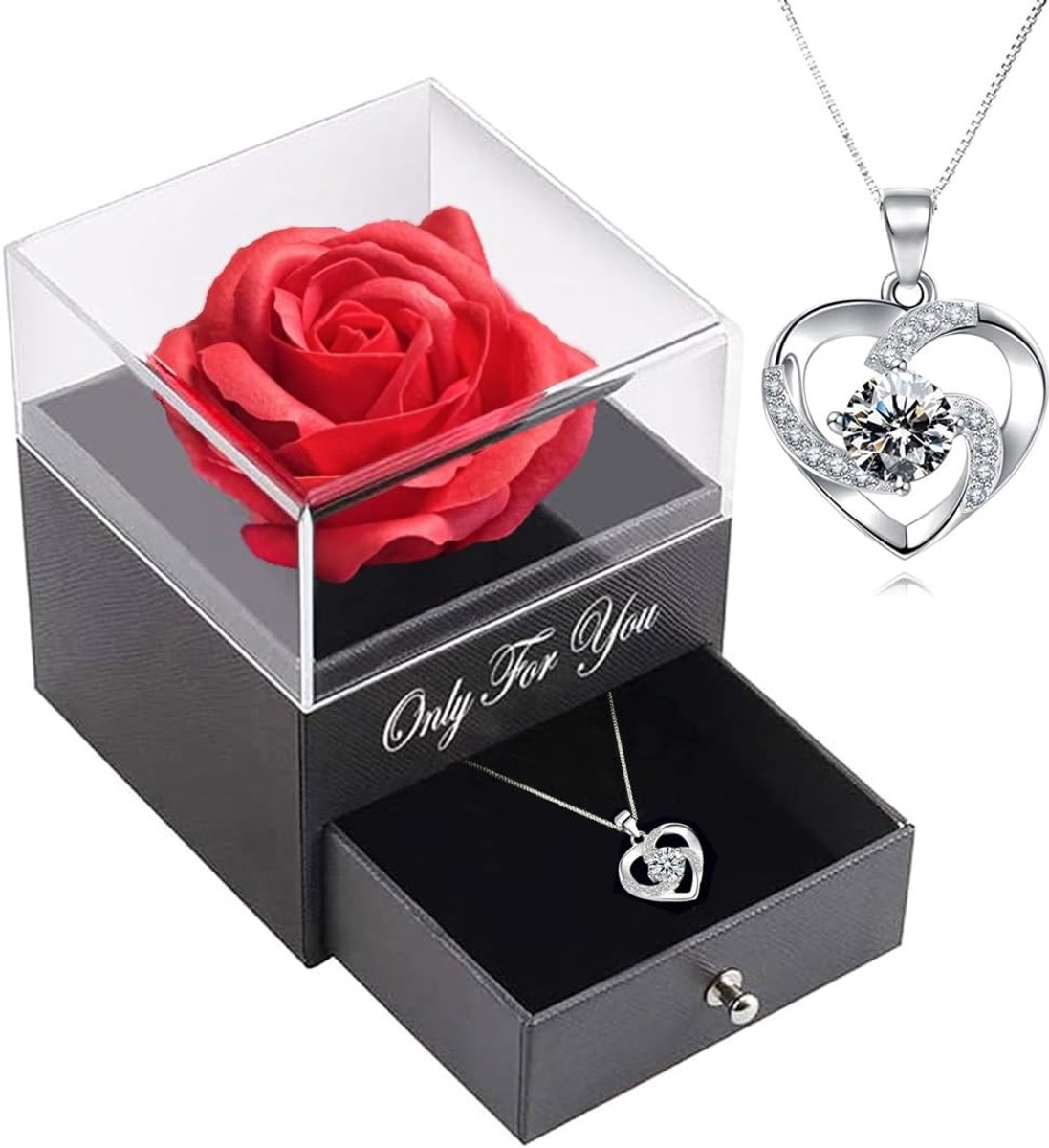 Omgoods - Handgemaakte Rozen Sieraden Cadeauset met Ketting voor Vrouwen