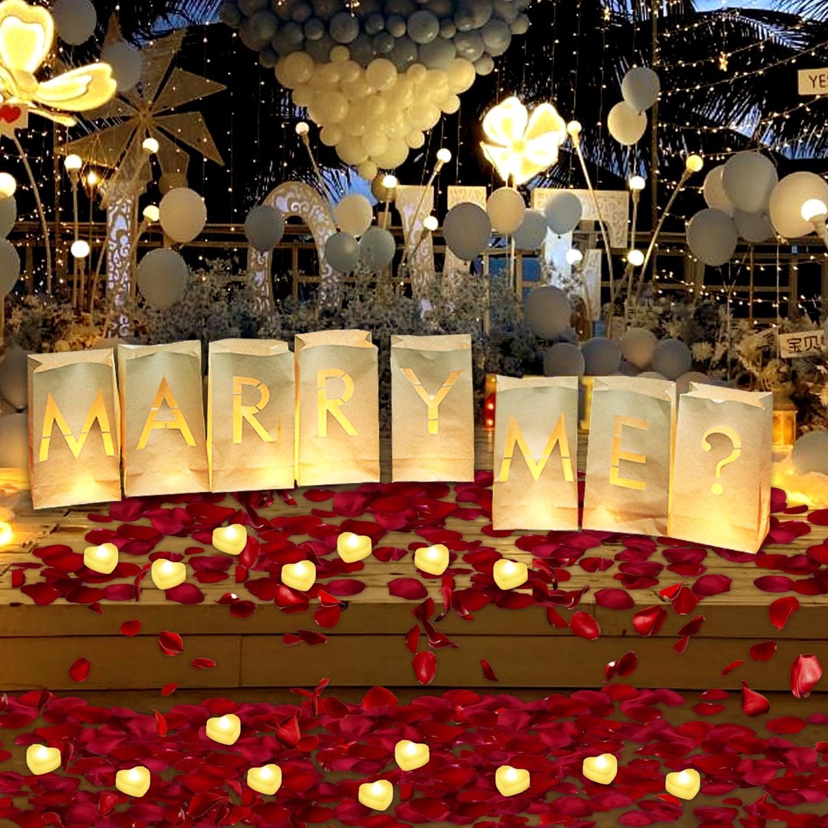 Omgoods - LED Letters voor Bruiloft met Kunstrozen en Decoratie