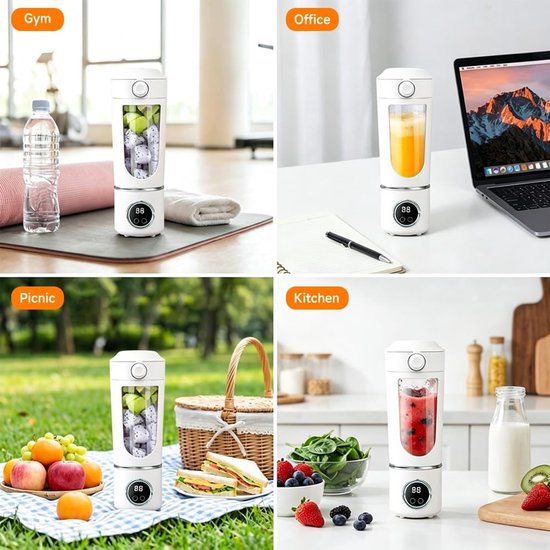 Draagbare Blender - Smoothie Maker - Gezonde Drankjes Maken - 12 Roestvrijstalen Messen - 700ml - Wit — afbeelding 4