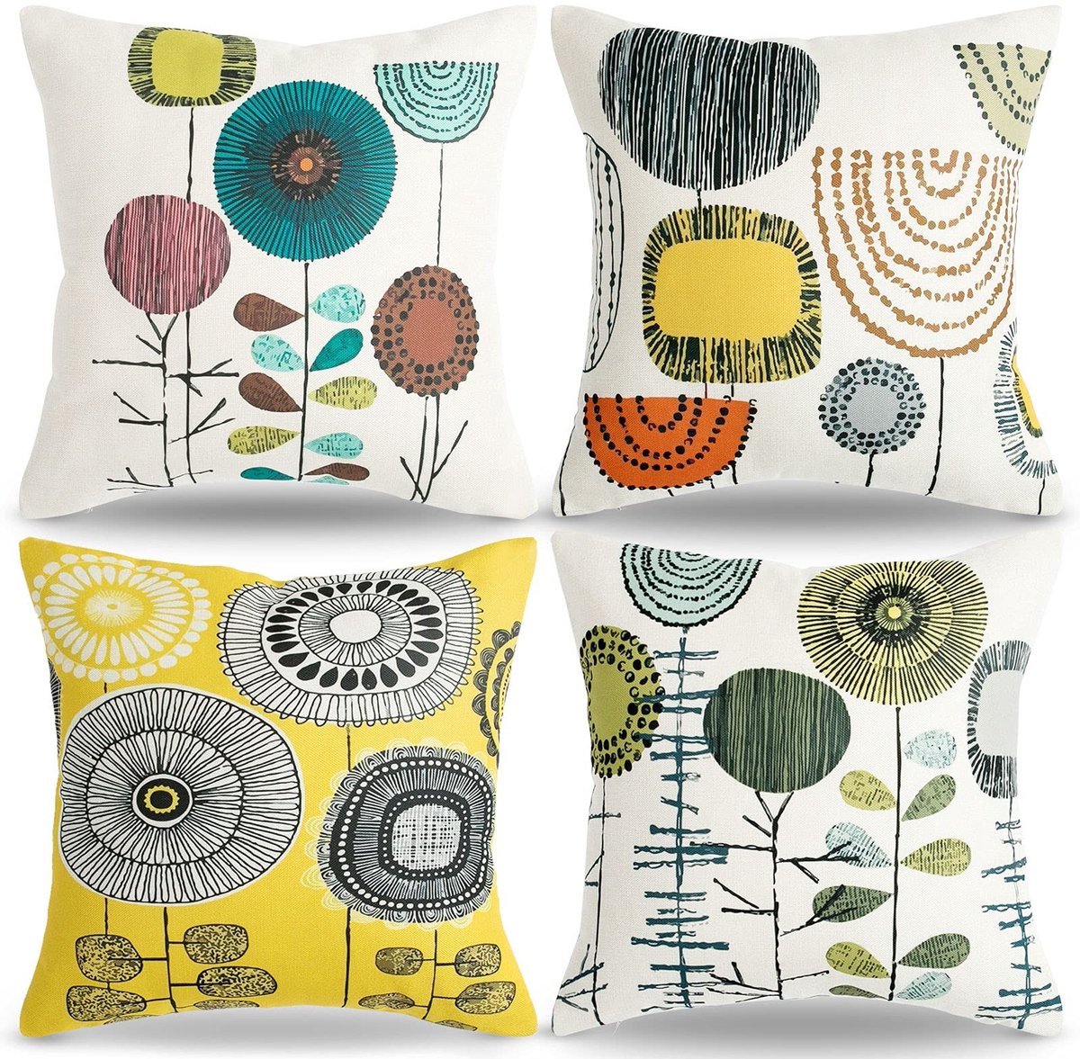 Omgoods - Set van 4 Decoratieve Kussenhoezen 45 x 45 cm