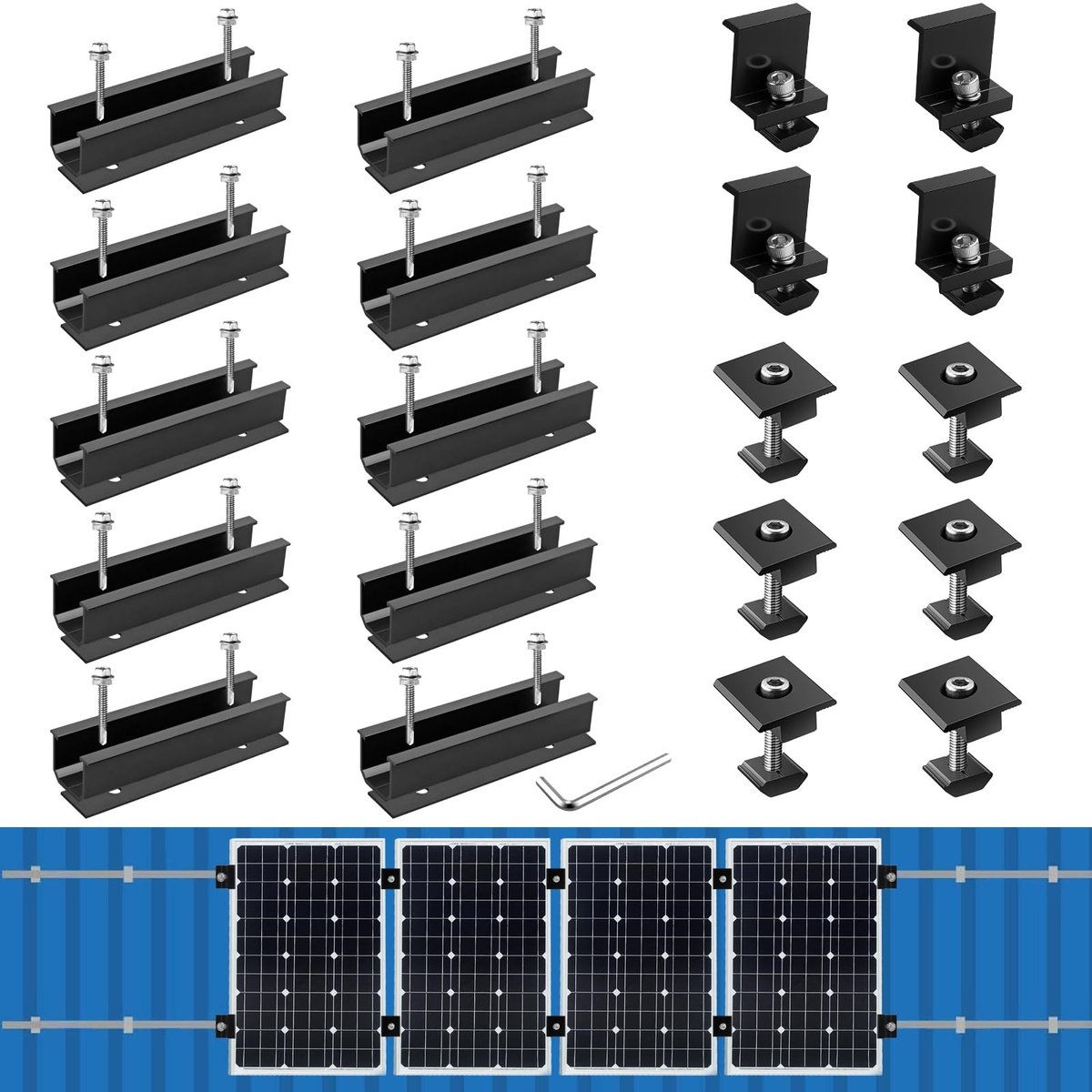 Omgoods - Solar Panel Montagebeugels met Rails en Klemmen