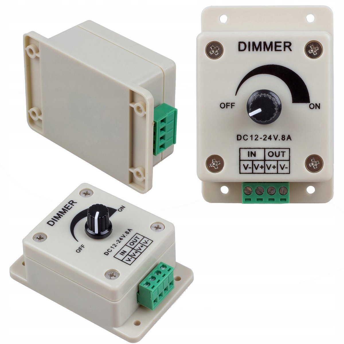 Rosfix Dimmer Potentiometer Handmatig - 12V/24V 8A 96W/192W - 89x60x55mm - Voor LED-Stripverlichting