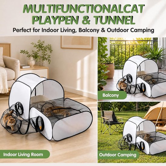 Katten vervoersbox - Grijs - 100 x 50 x 70 cm - Opvouwbare Draagbare Tent van Oxford Stof - Voor Kleine Huisdieren — afbeelding 4