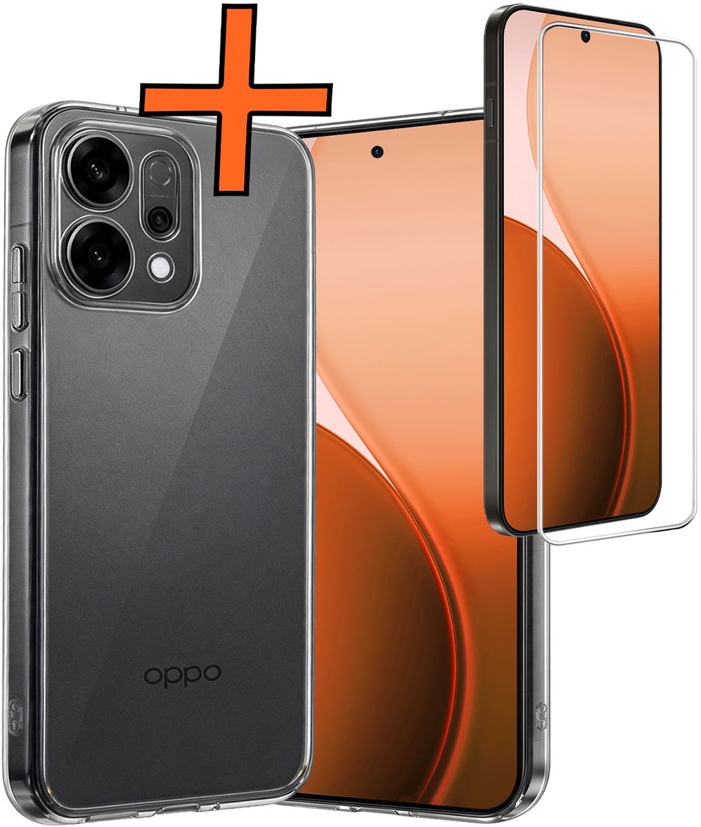 Hoes - Met Screenprotector - Geschikt voor Oppo Reno 14 - Sterk & Shockproof - Back Cover - Siliconen Case - Telefoon Hoes - Transparant