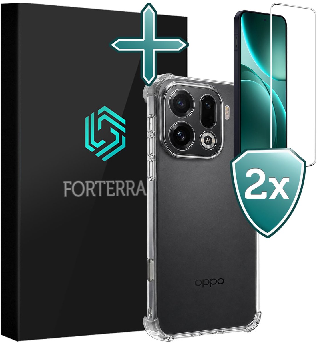 Hoesje Met Screenprotector - 2 stuks - Geschikt voor OPPO Find X9 Pro - Sterk & Shockproof - Back Cover - Siliconen Case - Telefoon Hoes - Shock Proof - Transparant