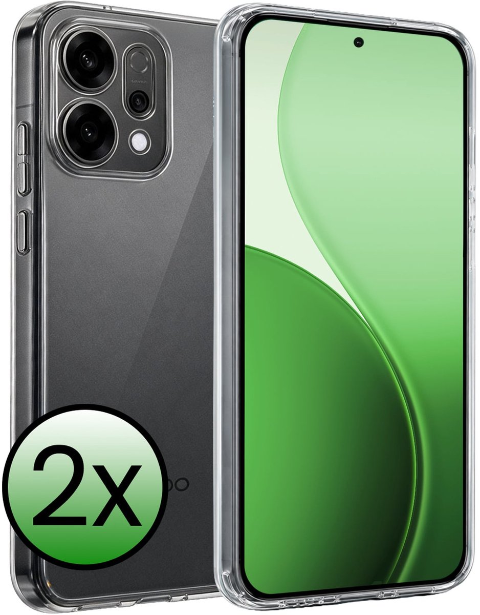 Hoesje 2 Stuks - Geschikt voor Oppo Reno 14 - Sterk & Shockproof - Case Siliconen - Back Cover - Telefoon Hoes - Transparant