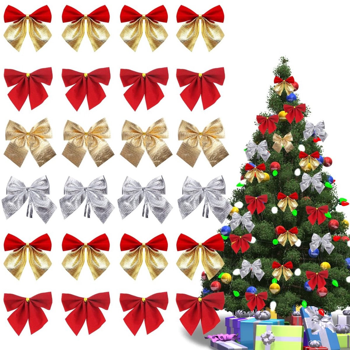 SolidKeus - Set van 96 Kerststrikken voor Boomdecoratie