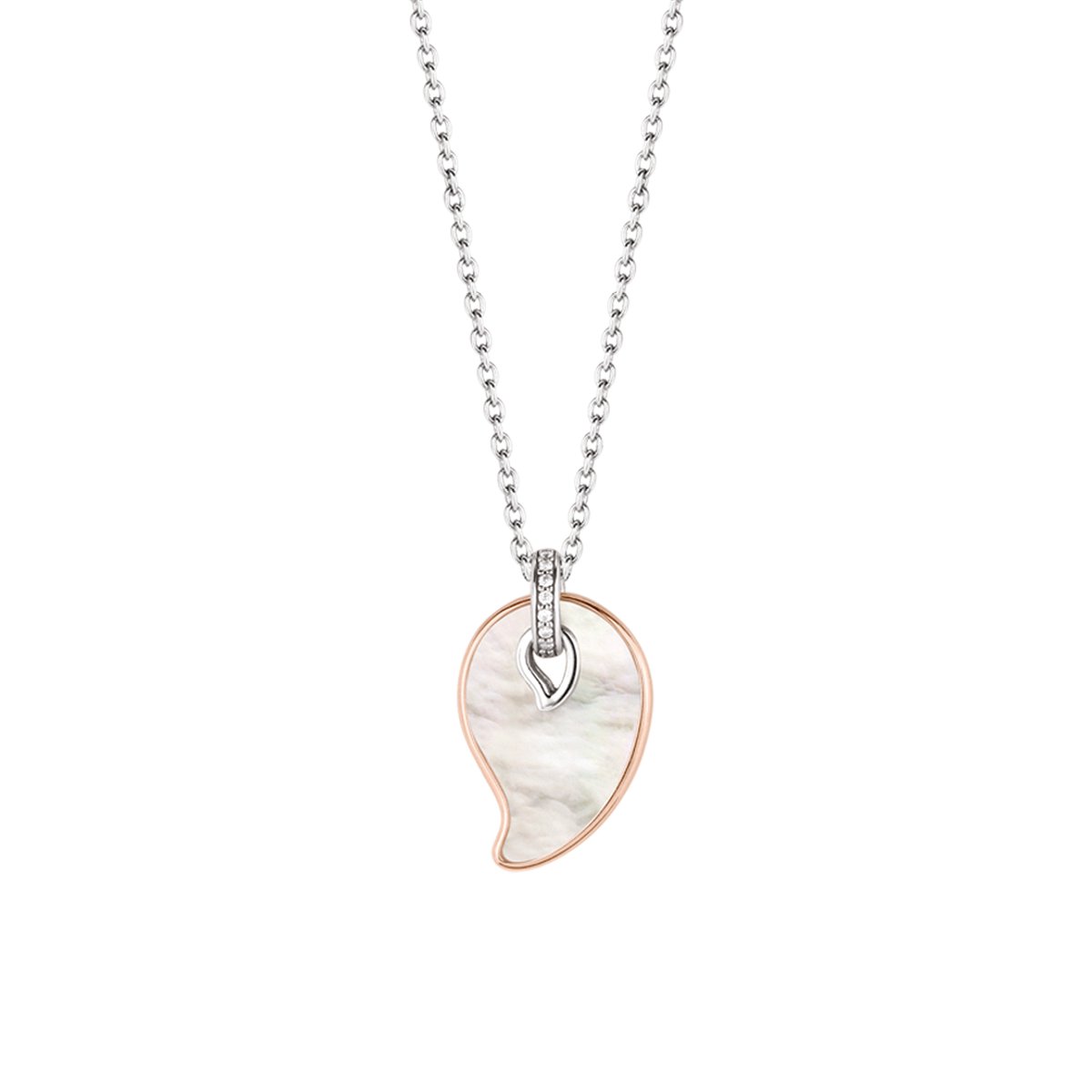 TI SENTO Dames Ketting - 925 zilver - Parelmoer rosé verguld - Maat 42 - 3917MR