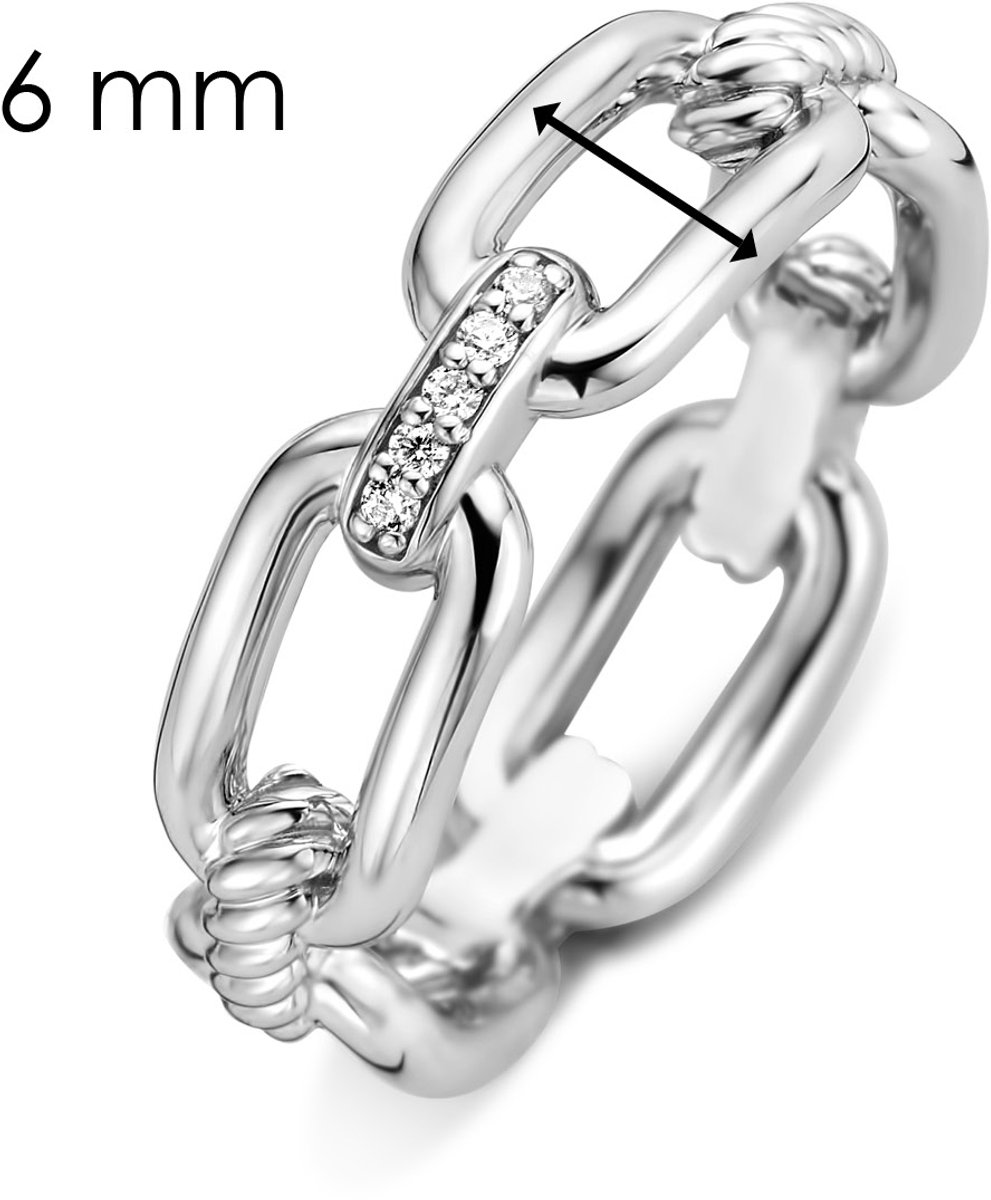TI SENTO Dames Ring - 925 zilver - Zirconia wit - Maat 15.25 mm / maat 48 - 12206ZI