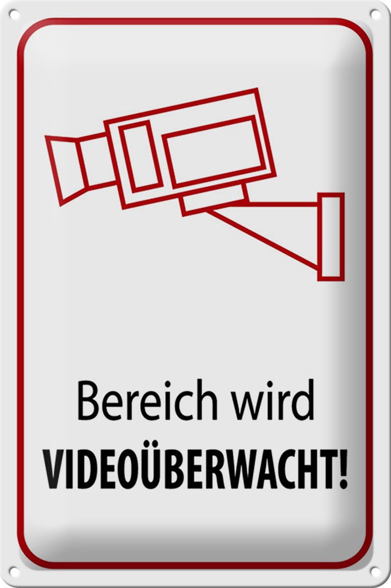 Blechschild Hinweis 20x30cm Bereich wird videoüberwacht