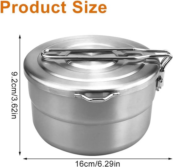 Rvs Camping Pannenset 1.5L - Vouwbare Kookpot voor 2-3 Personen — afbeelding 3