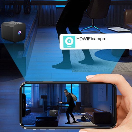 Miniatuur Beveiligingscamera - Draadloze Camera HD - Offline Beveiliging - Bewegingswaarschuwingen Magnetisch - 7.3 x 5.5 x 4 cm - Zwart — afbeelding 3