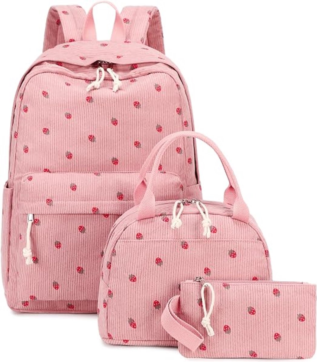 KZQ Stijlvolle Schoolrugzakset Voor Meisjes En Vrouwen – Met 15 Inch Laptopvak, Lunchtas En Etui Inbegrepen