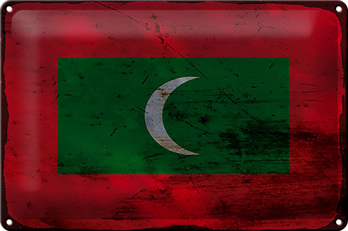 Blechschild Flagge Malediven 30x20cm Flag Maldives Rost