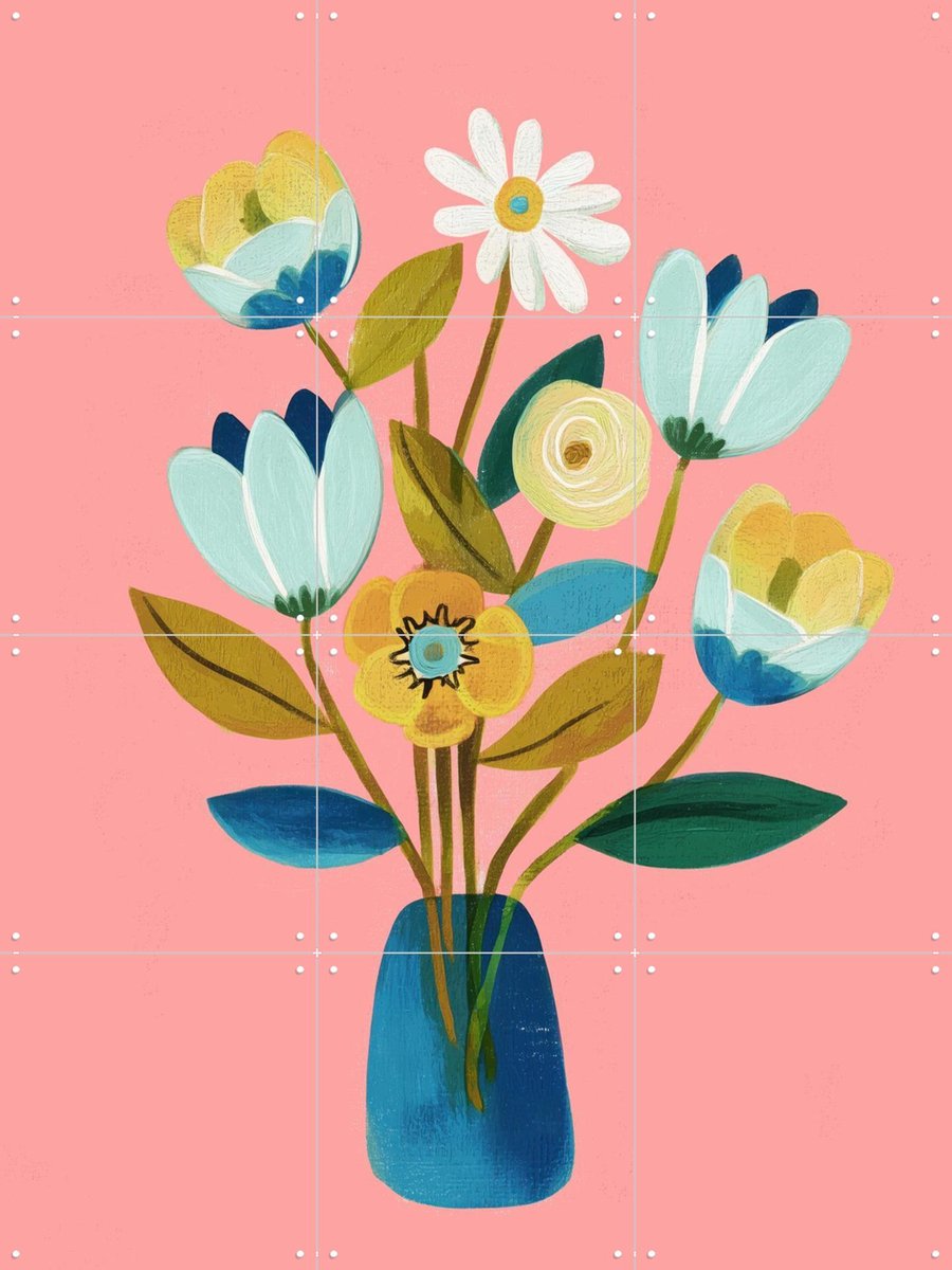IXXI Pink Afternoon, Branka Kodžoman - 60 x 80 cm - Gratis ophangtool - Grote wanddecoratie en posters - Schilderijen, Kwaststreken, Woonkamer