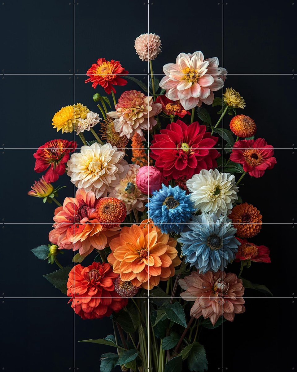 IXXI Wildflower Bouquet, Margriet Hulsker - 80 x 100 cm - Gratis ophangtool - Grote wanddecoratie en posters - Kleurrijk, Trap, Woonkamer, Eetkamer