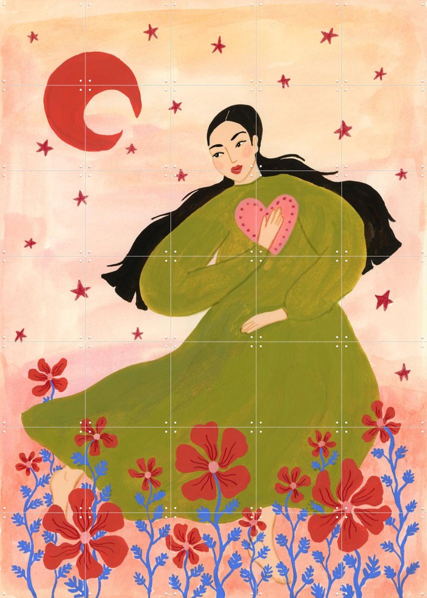 IXXI Love Yourself, Kirsten Blom Art & Illustration - 100 x 140 cm - Gratis ophangtool - Grote wanddecoratie en posters - Cartoonesk, Illustraties