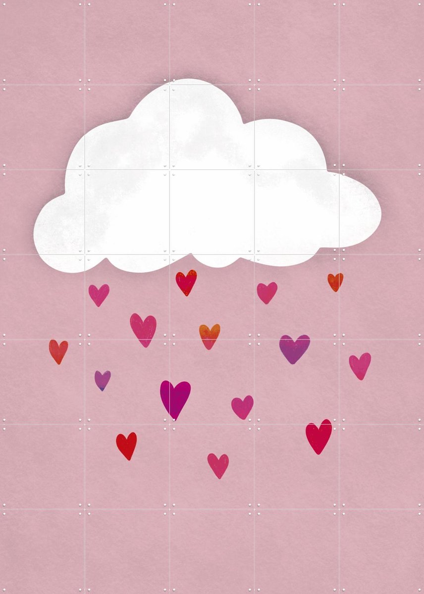 IXXI Raining Colorful Hearts, EMELIEmaria & Various - 100 x 140 cm - Gratis ophangtool - Grote wanddecoratie en posters - Minimalisme, Illustraties