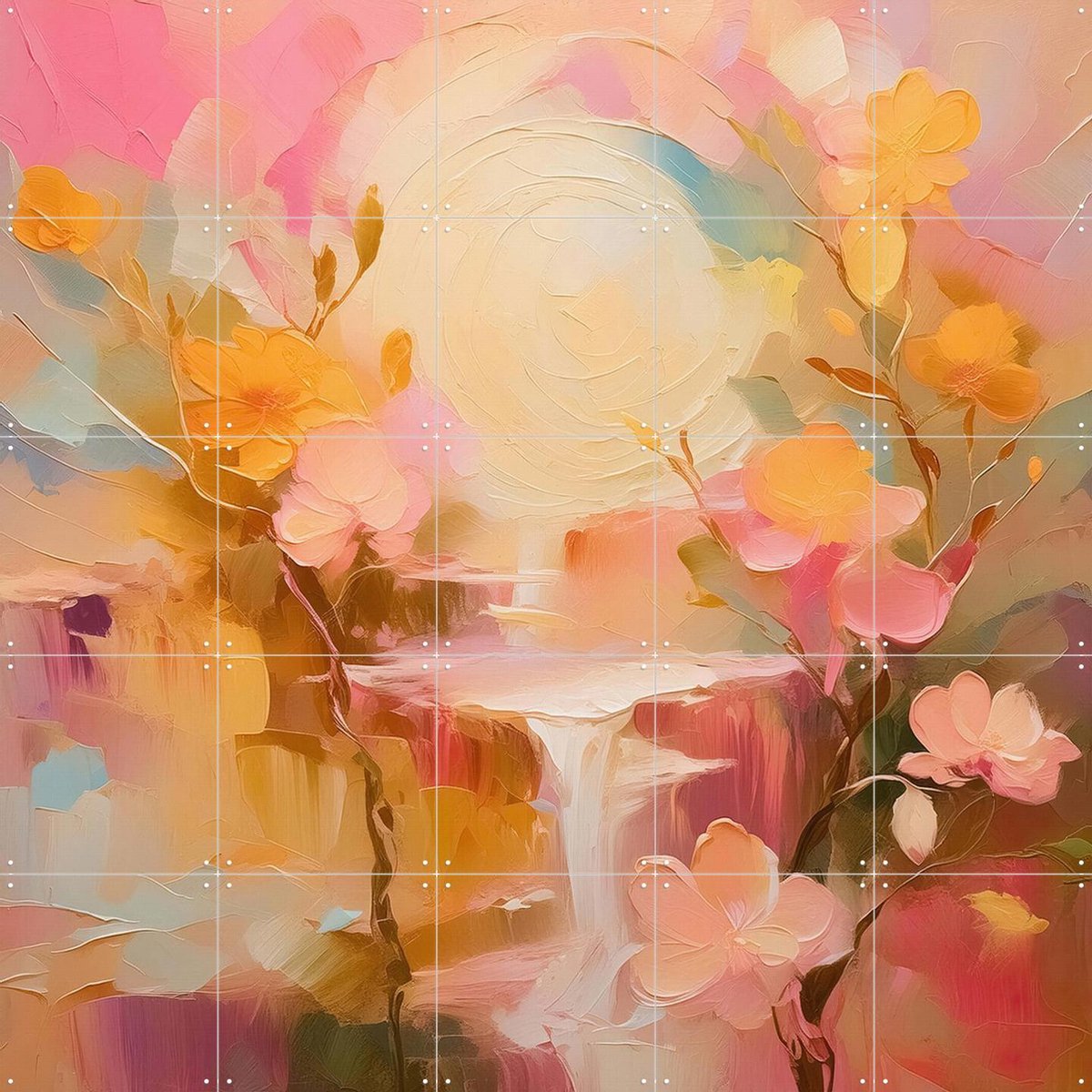 IXXI Whispers of Blossom, Moonheart Artworks - 100 x 100 cm - Gratis ophangtool - Grote wanddecoratie en posters - Kleurrijk, Olieverf, Kwaststreken