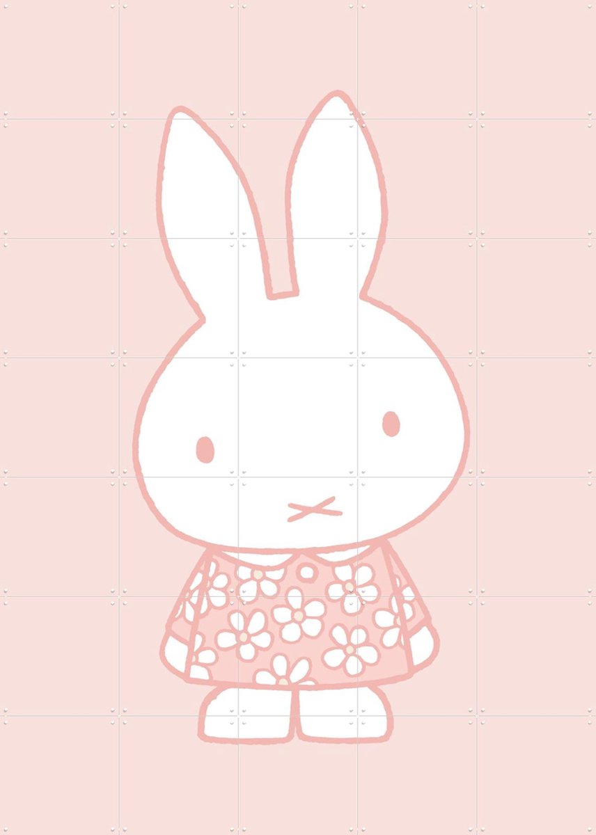 IXXI Nijntje Pastel Roze, Nijntje - 100 x 140 cm - Gratis ophangtool - Grote wanddecoratie en posters - Speels, Kleurrijk, Fantasierijk, Babykamer