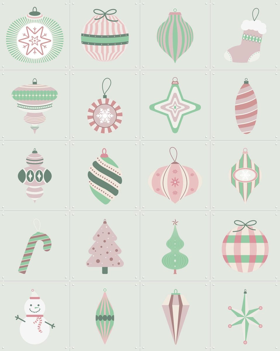 IXXI Kerst Pastel Collagebox, IXXI - 80 x 100 cm - Gratis ophangtool - Grote wanddecoratie en posters - Digitale Kunst, Pop art, Fantasierijk