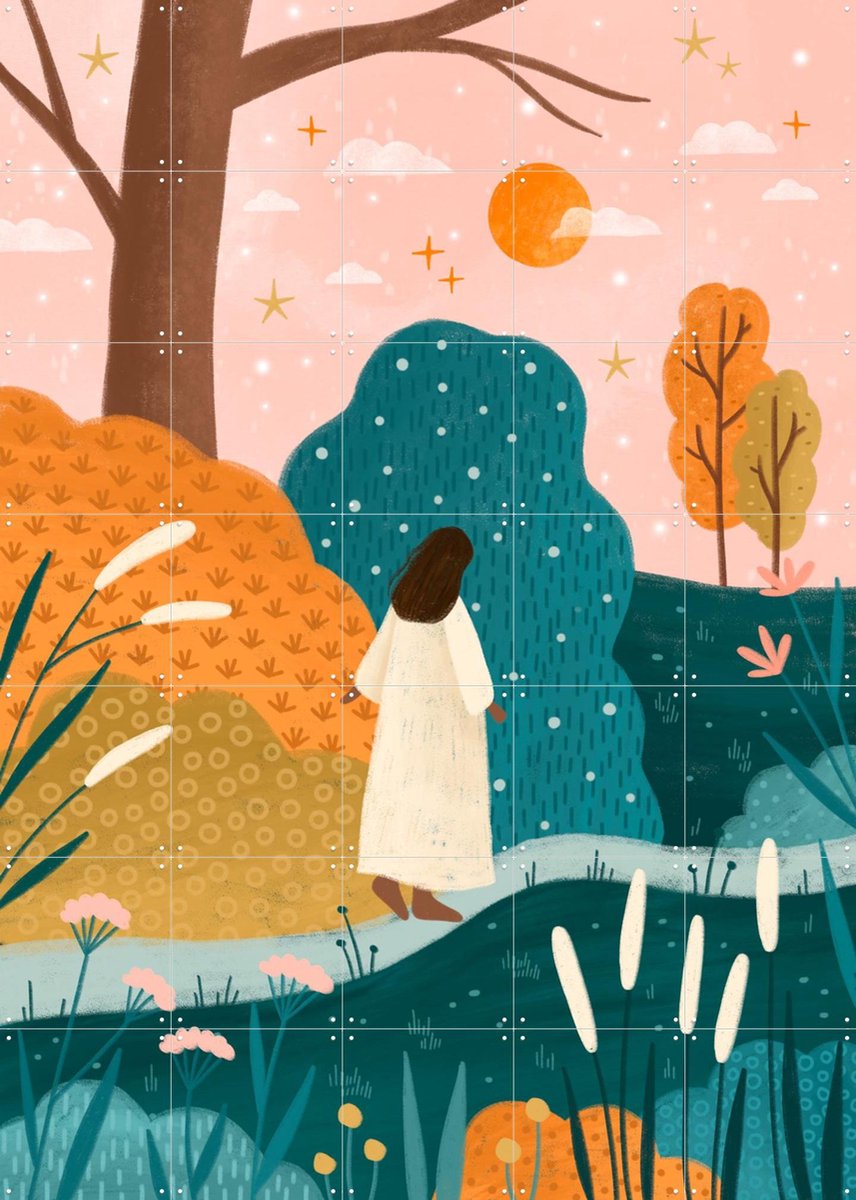 IXXI Wander In Wonder, Bea Müller & Various - 100 x 140 cm - Gratis ophangtool - Grote wanddecoratie en posters - Fantasierijk, Kleurrijk, Speels