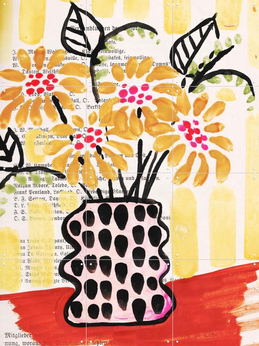 IXXI Sunflowers in a Vase, Annick & Various - 60 x 80 cm - Gratis ophangtool - Grote wanddecoratie en posters - Kwaststreken, Gemengde Technieken
