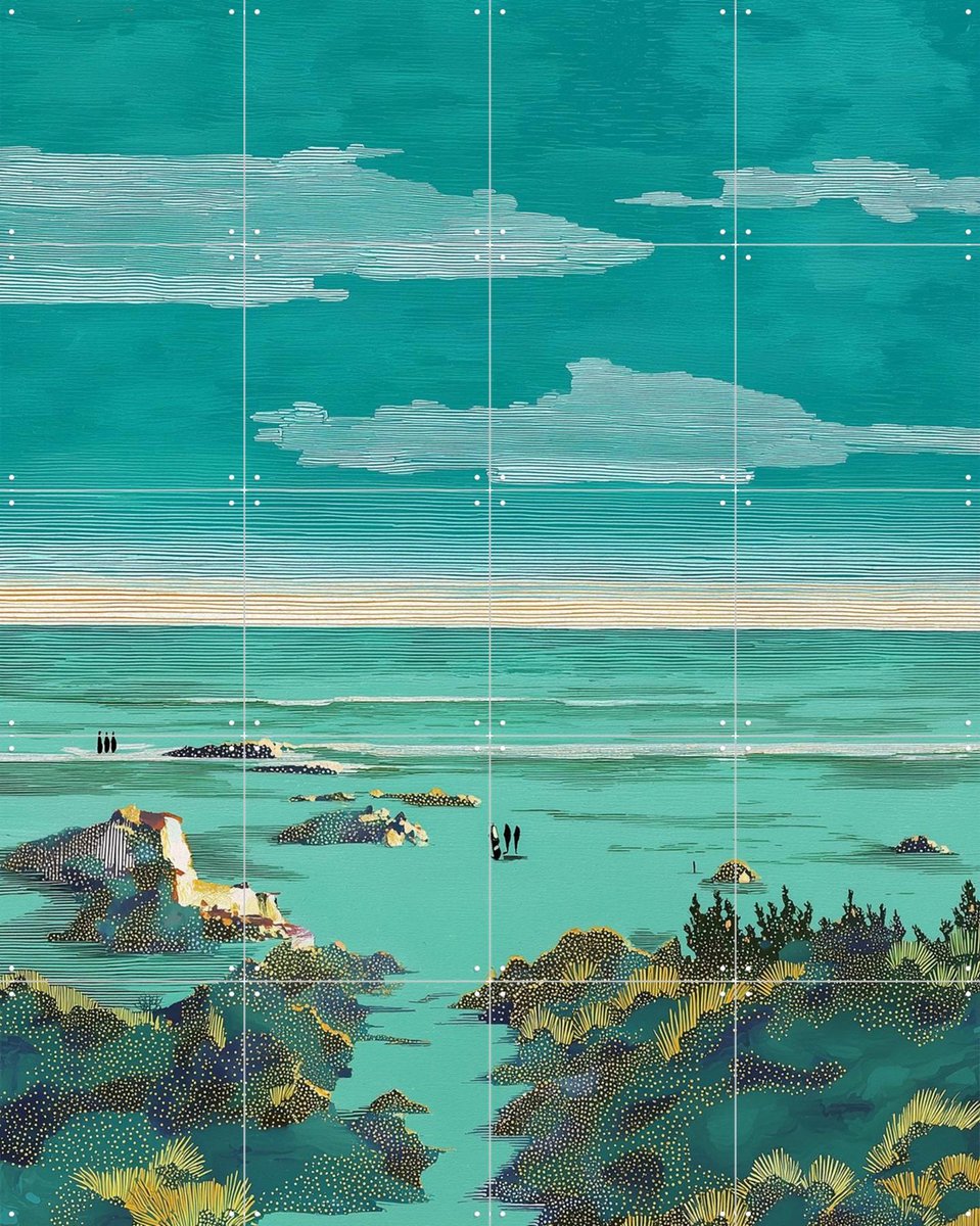 IXXI Strand 4, Artclaud - 80 x 100 cm - Gratis ophangtool - Grote wanddecoratie en posters - Kleurrijk, Illustraties, Digitale Kunst, Modern