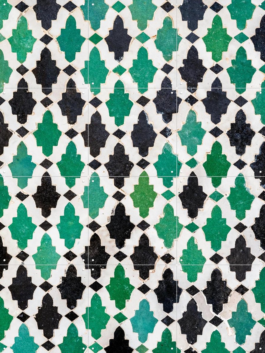IXXI Moroccan Green Tiles, Photolovers - 60 x 80 cm - Gratis ophangtool - Grote wanddecoratie en posters - Kleurrijk, Fotografie, Decoratieve kunsten