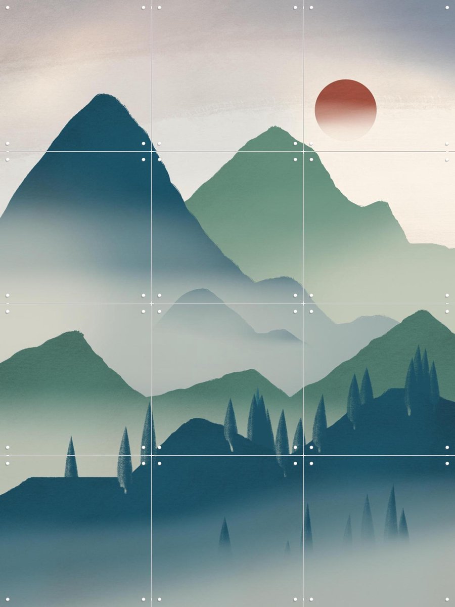 IXXI Mystic Mountain Rise, Little Dean & Various - 60 x 80 cm - Gratis ophangtool - Grote wanddecoratie en posters - Abstract, Digitale Kunst