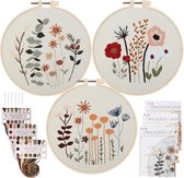 3 stuks - Borduurpakketten - Borduren - Borduurpakket volwassenen- Bevat bloemen- en plantenpatronen - DIY Kunst Kruissteekpakket - Borduren - Kruissteek - Hobby's en Creativiteit - Geschikt voor Beginners