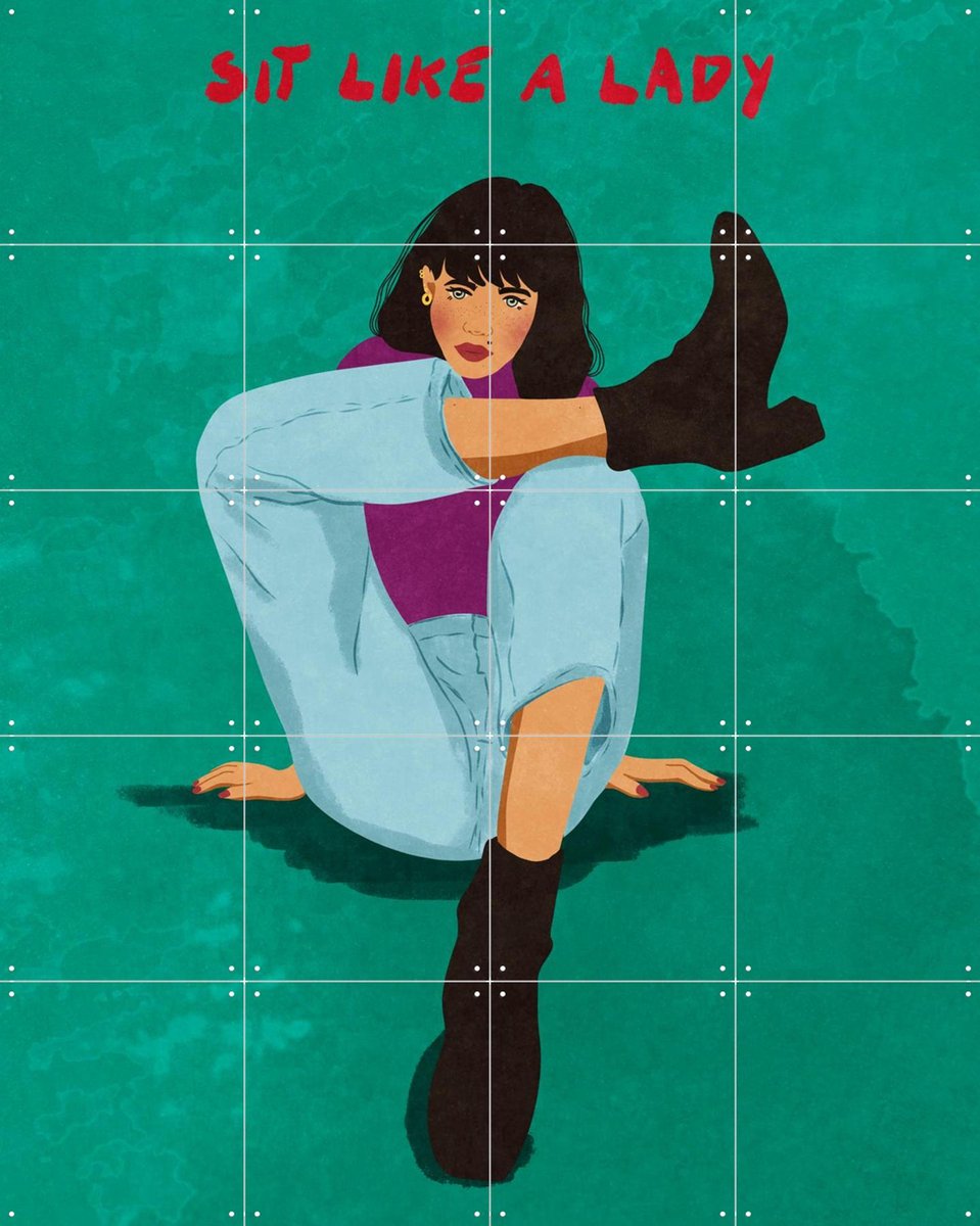 IXXI Sit Like A Lady, Raissa Oltmanns - 80 x 100 cm - Gratis ophangtool - Grote wanddecoratie en posters - Kleurrijk, Modern, Fantasierijk