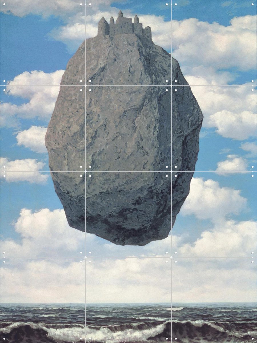 IXXI Le Château Des Pyrénées (1959), Magritte & Standaard Uitgeverij - 60 x 80 cm - Gratis ophangtool - Grote wanddecoratie en posters - Vintage