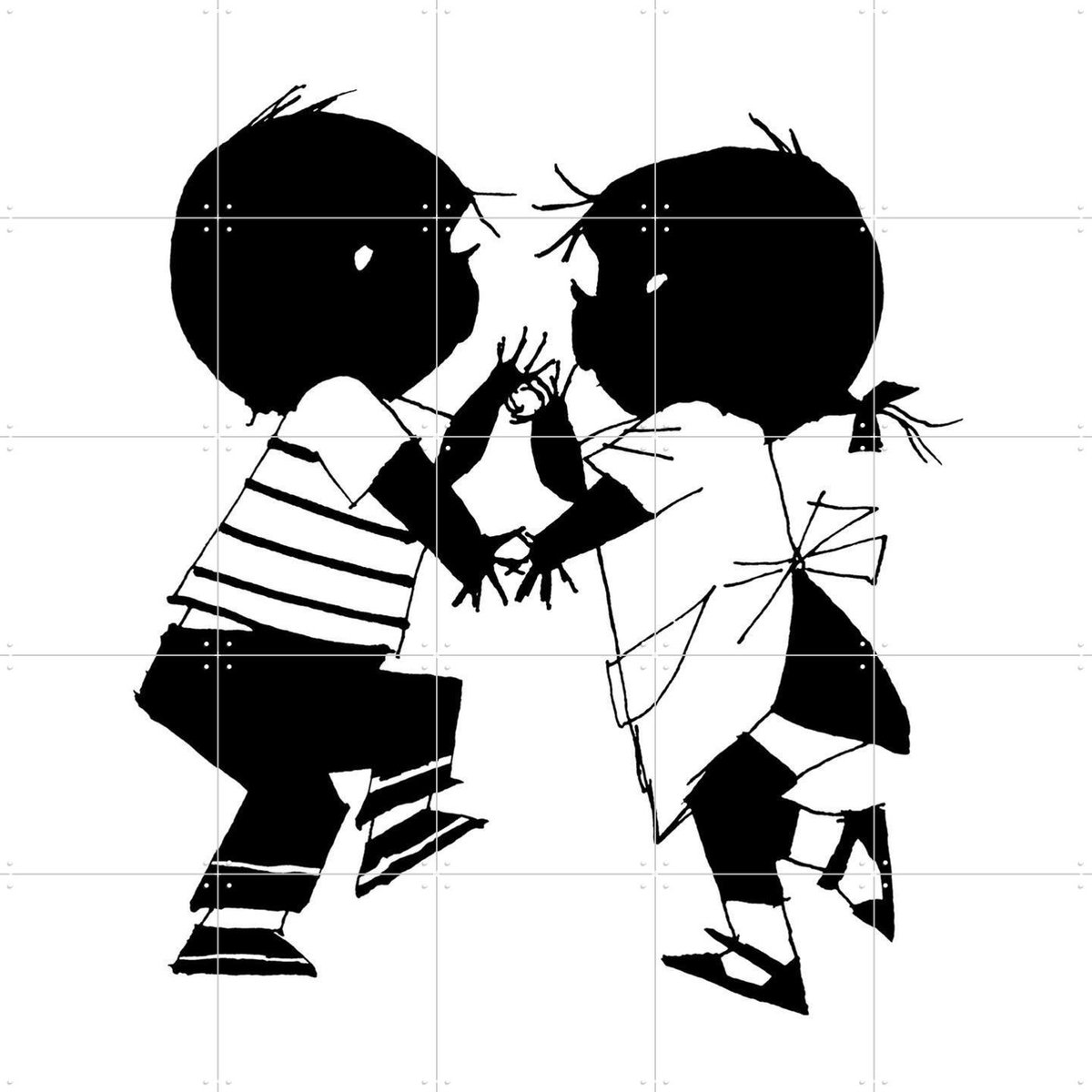 IXXI Samen Dansen, Fiep Westendorp - 100 x 100 cm - Gratis ophangtool - Grote wanddecoratie en posters - Speels, Tekeningen, Kinderkamer, Kinderen
