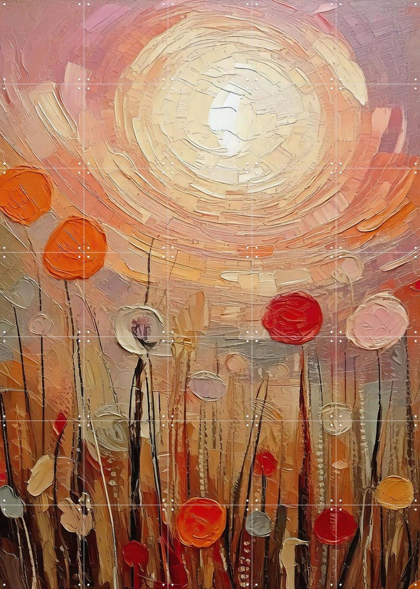 IXXI Zwevende Zomerkusjes, Moonheart Artworks - 100 x 140 cm - Gratis ophangtool - Grote wanddecoratie en posters - Kleurrijk, Kwaststreken, Olieverf