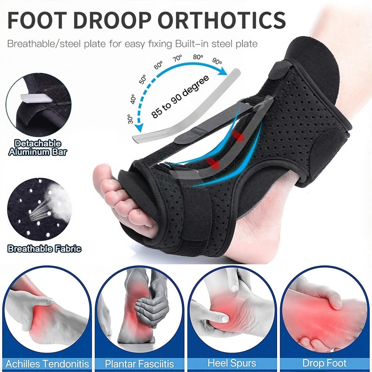 Enkelbrace - Enkelondersteuning Spalk - Enkel Stabiliseren - Verstelbare Riem - Maat M - Zwart