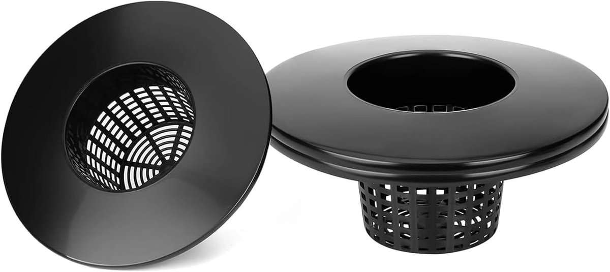 3 Pack 6 Inch Netto Potten voor 5 en 3,5 Gallon, 5 Gallon Hydrocultuur Emmer, Brede Lip Net Pot Deksel, DWC Hydrocultuur Manden Deksels - Zwart