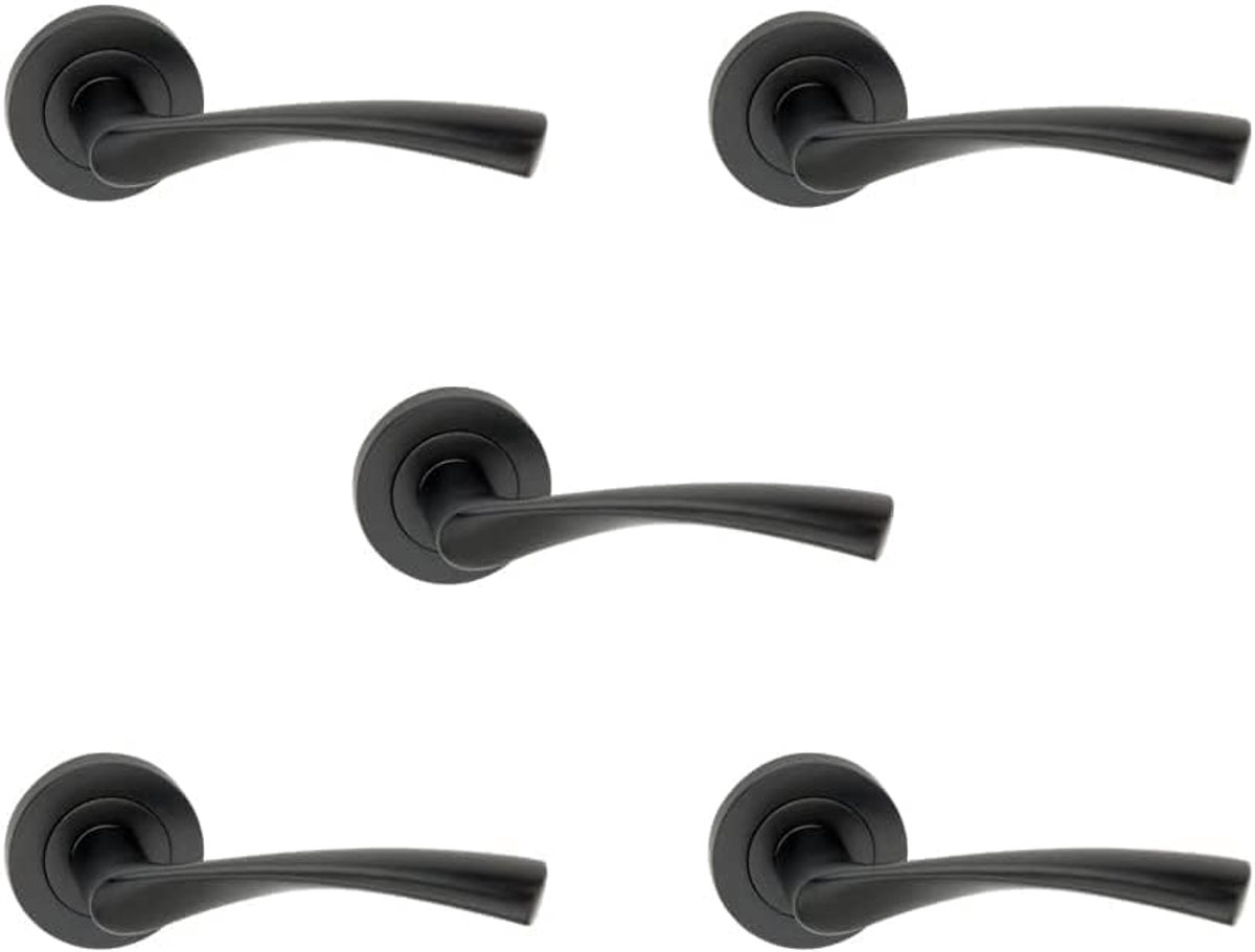 Set met 5 zwengels voor binnendeuren, zwart