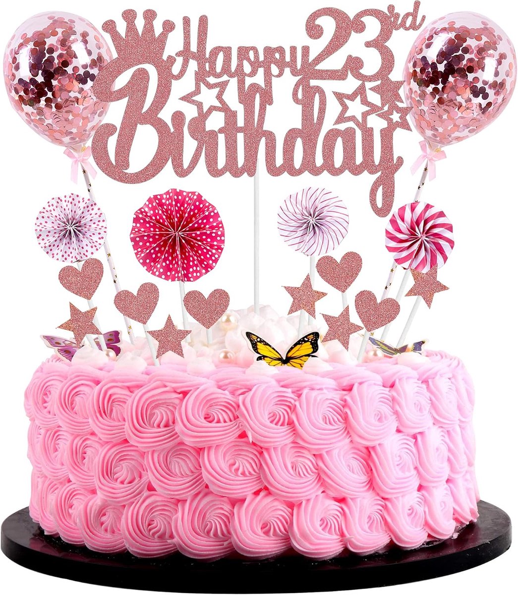 23th Birthday taartdecoratie vrouw 23e verjaardag Hello 23 taarttopper roségoud taartdecoratie 23e verjaardag man taartdecoratie 23 jaar vrouw glitter taarttopper voor 23e verjaardag