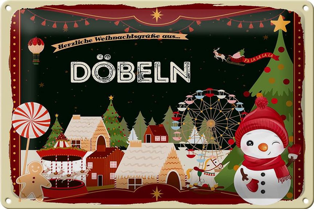 Blechschild Weihnachten Grüße aus DÖBELN 30x20cm