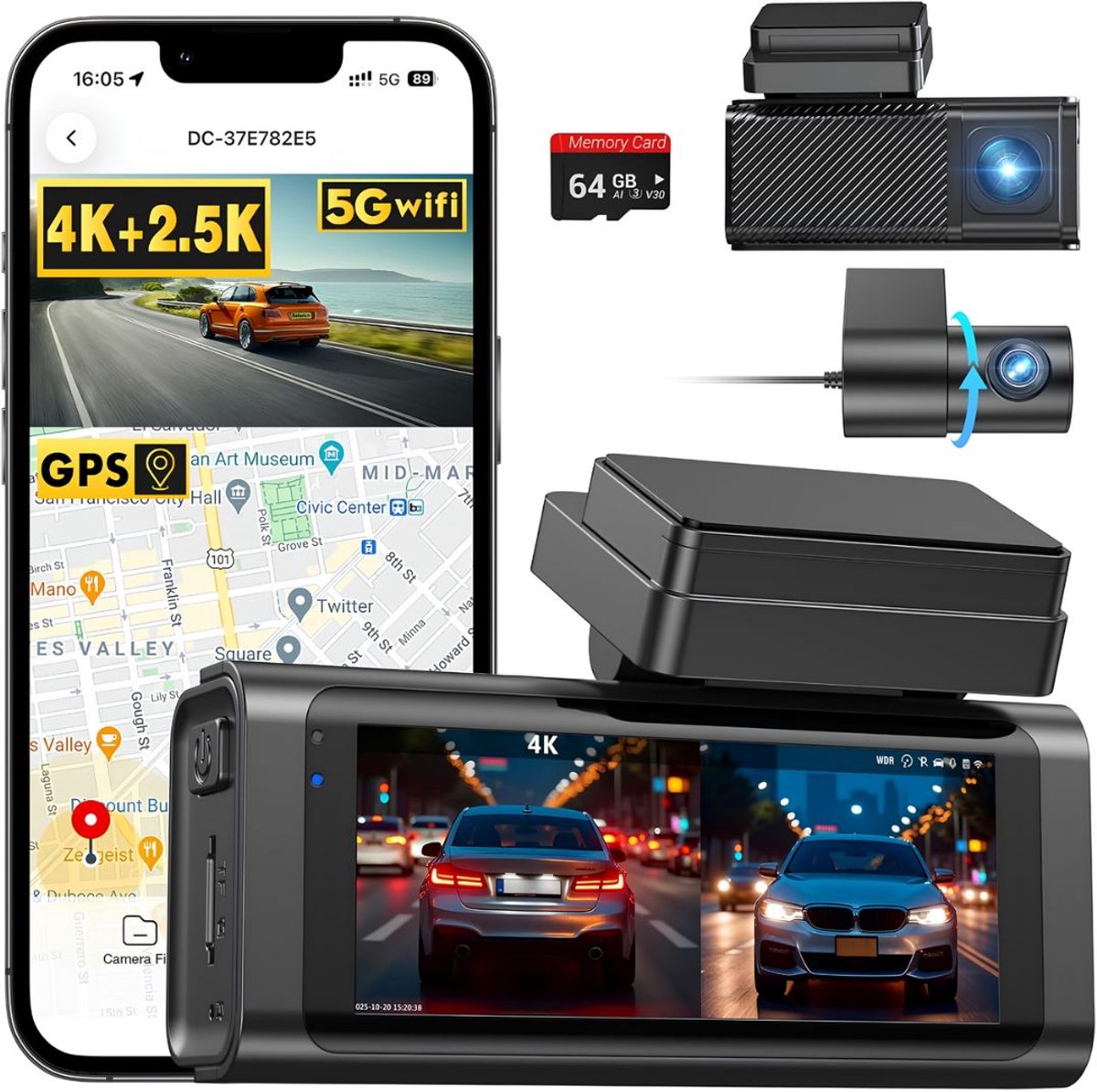 NIVA® Dashcam - Autocamera voor Auto - Compacte Autocamera - Zwart - 4cm x 9cm x 6cm