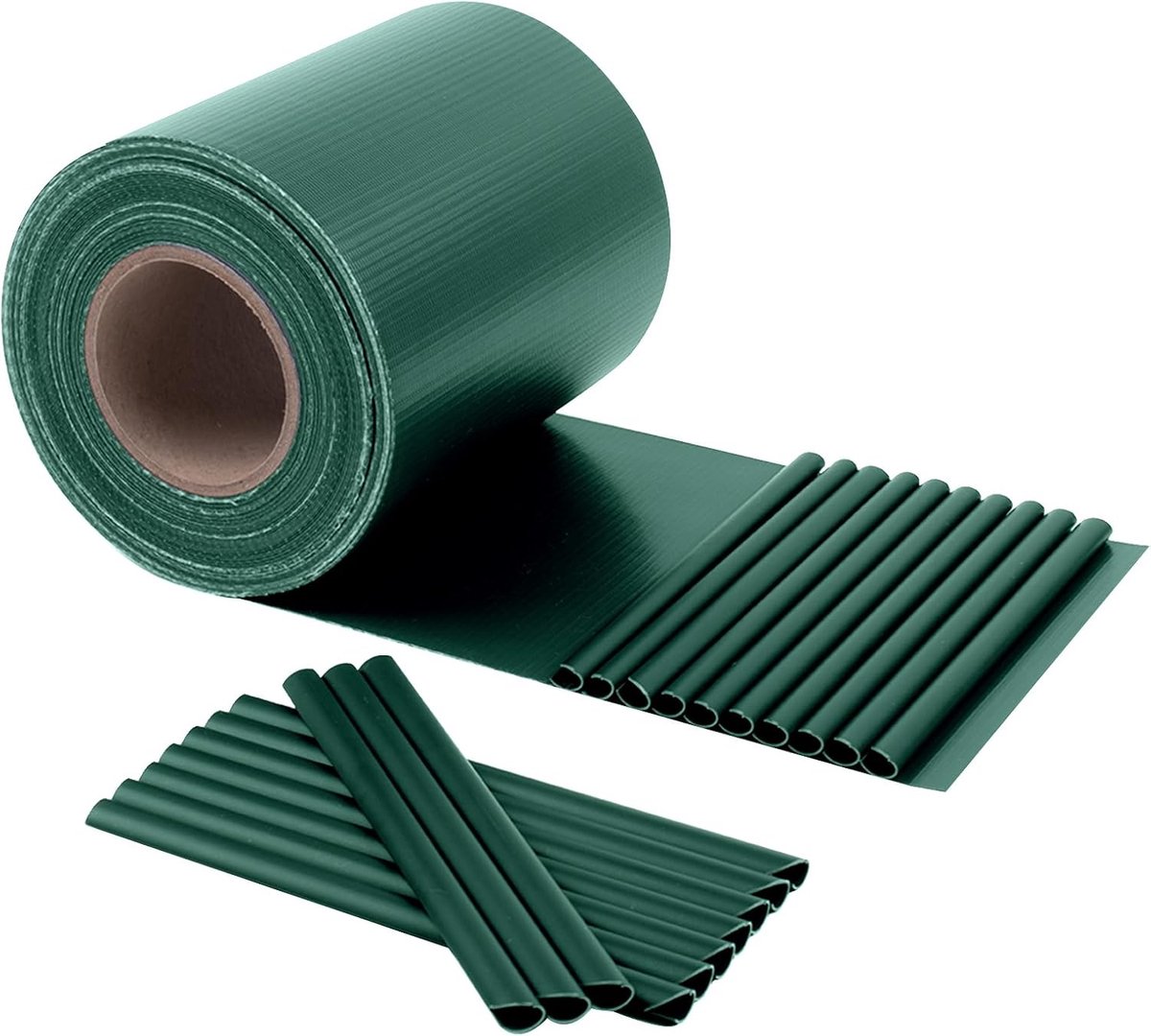 FENG PVC-privacy strips 50mx19cm voor dubbelstaafhek, groen | PVC-privacy strips voor volledige privacy, weerbestendig en UV-bestendig, winddicht, met 30 clips, voor tuin, terras, balkon