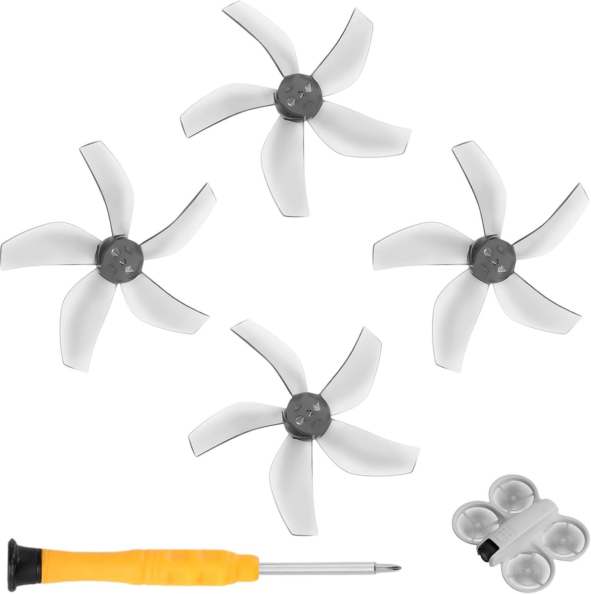 2 paar geluidsarme propellers voor DJI Neo drone | vijfbladige propellers, reservevleugels, stil, veilig, grijs