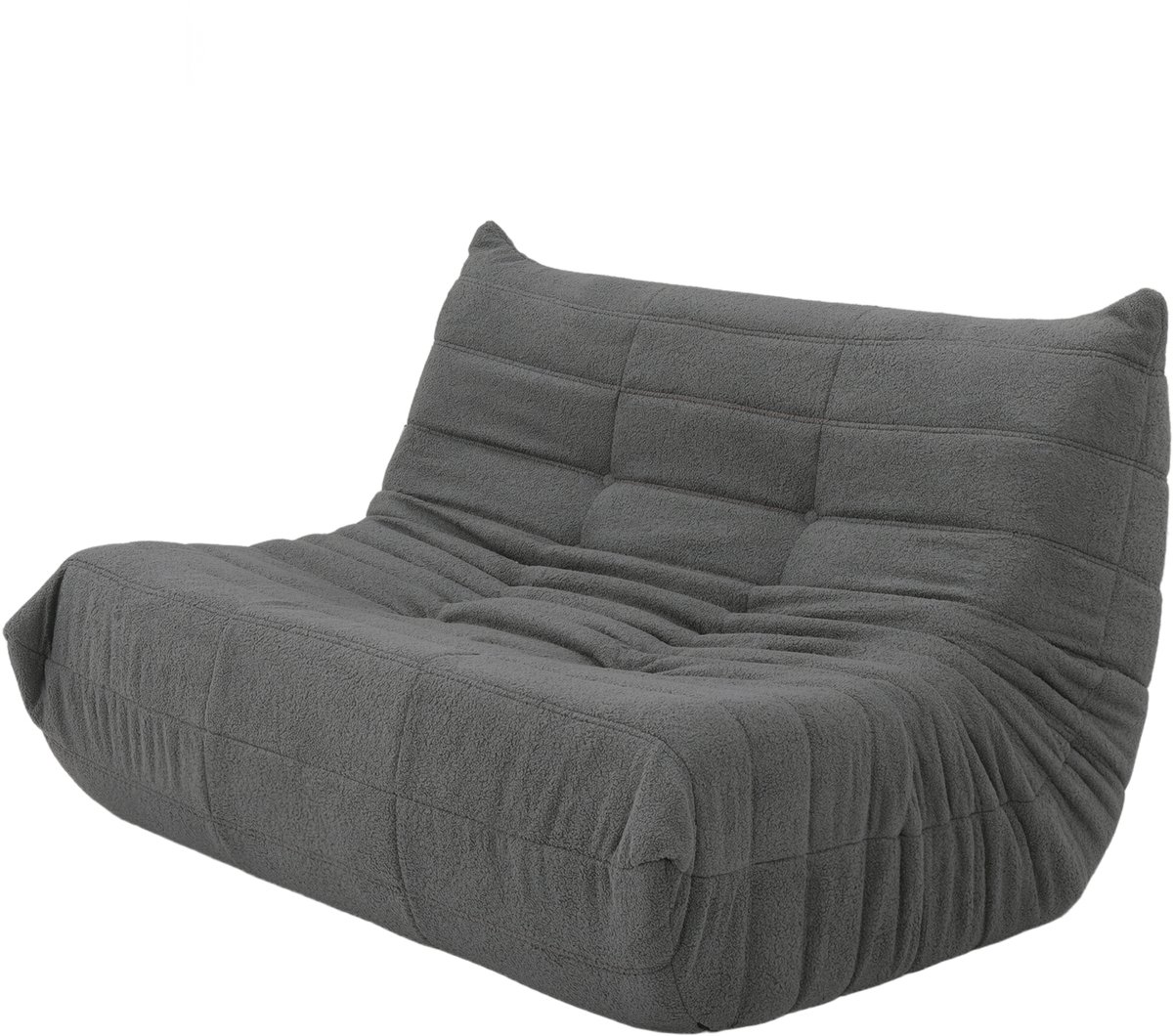 Bonenstoel - Relaxfauteuil - 2-persoons loungebank - Lazy stoel - Teddy fleece zitzakstoel voor binnengebruik - Relaxstoel / loungefauteuil - Slaapkamer en woonkamer - Volwassenen en jongeren - Ergonomisch - Comfortabel - 135x105x80 cm - Grijs