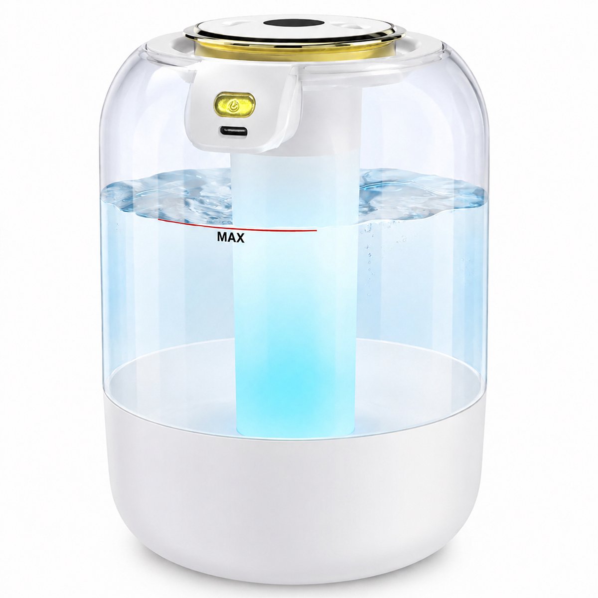 Luchtbevochtiger met Aromatherapie Geschikt voor Slaapkamer, Woonkamer, Kinderkamer en Babykamer‑ Voor 32 Vierkante Meter‑ 2 Liter Watertank‑ met Hygrometer‑ Wit