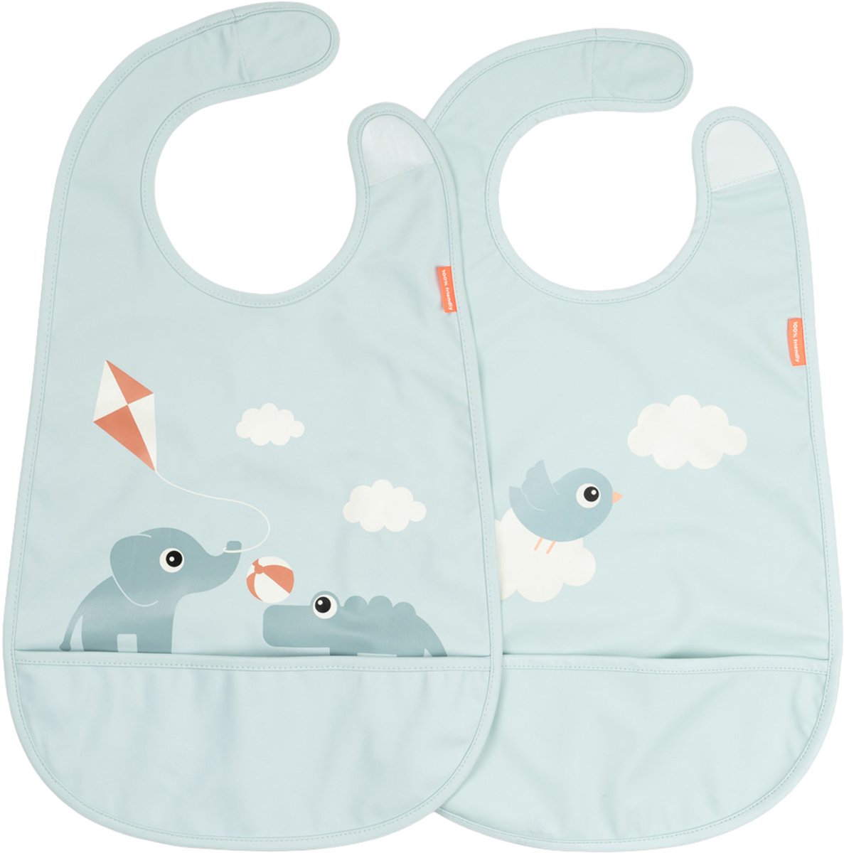 Done By Deer Playground Slabbetje Met Klittenband - 2 Stuks - Blue