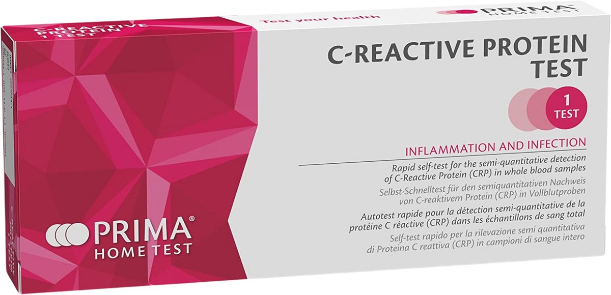 C-Reactive Protien Test - Thuistest - Vingerprik bloed - Snelle test om onhoudende ontstekingen te detecteren - 1 testkit