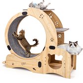 Katten Loopwiel - Looprad Voor Kat - Cat Wheel - Kattenwiel - 6 in 1 Multifunctioneel kattenloopwiel - Stevig Hout - Binnen - Stil - Kattenmeubels - Draagvermogen tot 20 kg